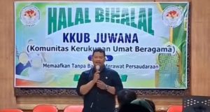 Halal Bihalal di Kecamatan Juwana, Sudi Rustanto Tekankan Persatuan dan Kinerja Sudi Rustanto, Anggota Komisi C DPRD Pati dalam acara halal bihalal yang diselenggarakan KKUB Kecamatan Juwana