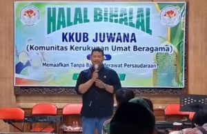 Halal Bihalal di Kecamatan Juwana, Sudi Rustanto Tekankan Persatuan dan Kinerja Sudi Rustanto, Anggota Komisi C DPRD Pati dalam acara halal bihalal yang diselenggarakan KKUB Kecamatan Juwana