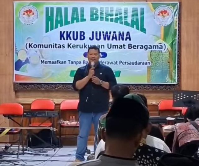 Sudi Rustanto, Anggota Komisi C DPRD Pati dalam acara halal bihalal yang diselenggarakan KKUB Kecamatan Juwana