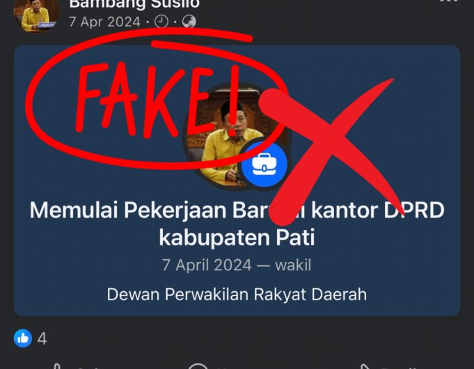 Akun Facebook Catut Nama Anggota DPRD Pati, Bambang Susilo Tegaskan Itu Palsu