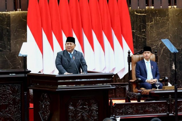 Presiden Prabowo Subianto saat menyampaikan langsung pidato di Rapat Paripurna DPR RI ke-19