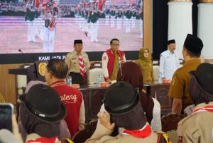 Plt Bupati Pati Risma Ardhi Chandra menhadiri Pelepasan Kontingen Kwarcab Pati untuk mengikuti Jambore Nasional (Jamnas) XII Tahun 2026 di Bumi Perkemahan dan Graha Wisata (Buperta) Cibubur, Jakarta Timur